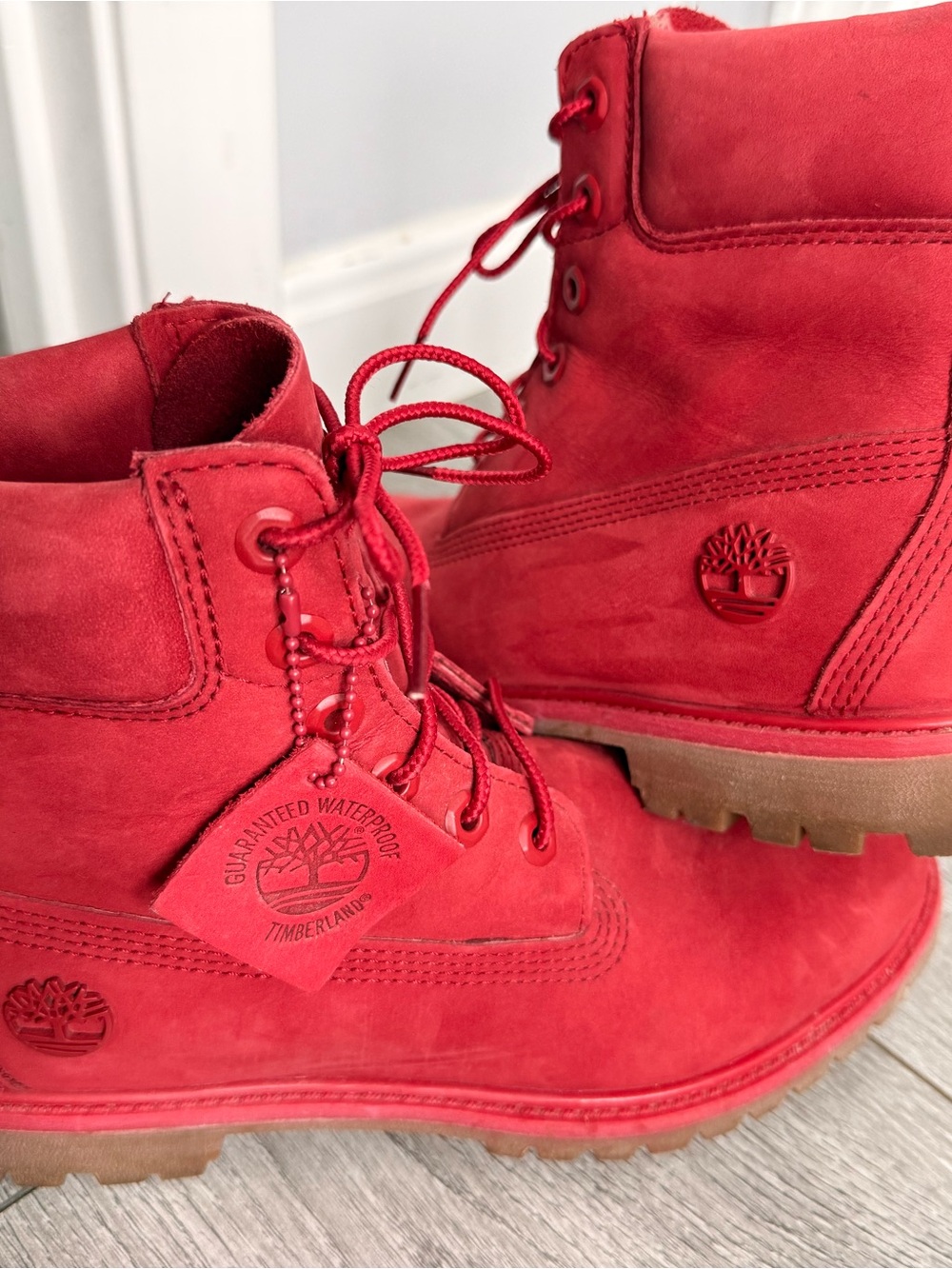 Timberland Red Lace-Up Waterproof Boots
